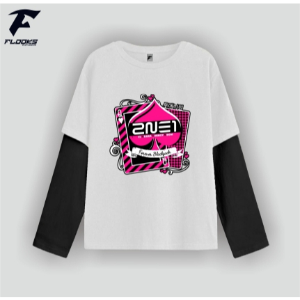 Flooks clothing Tshirt Double layer 2NE1 Blackjack Album  long sleeve  band kaos pria wanita