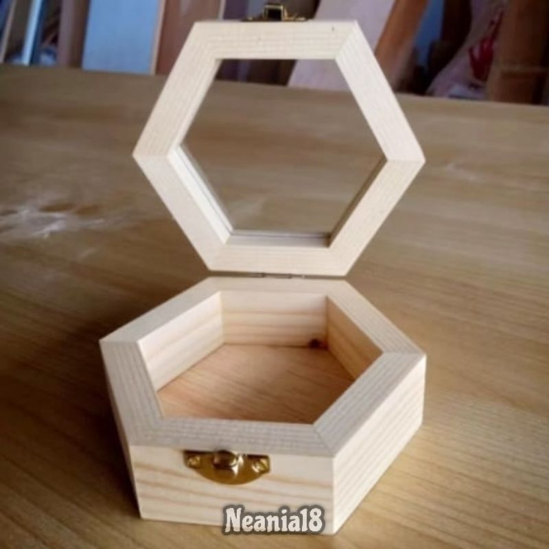 Ringbox Rustic Hexagonal | Tempat Cincin Box Mahar Pernikahan Dan Seserahan Hexagonal