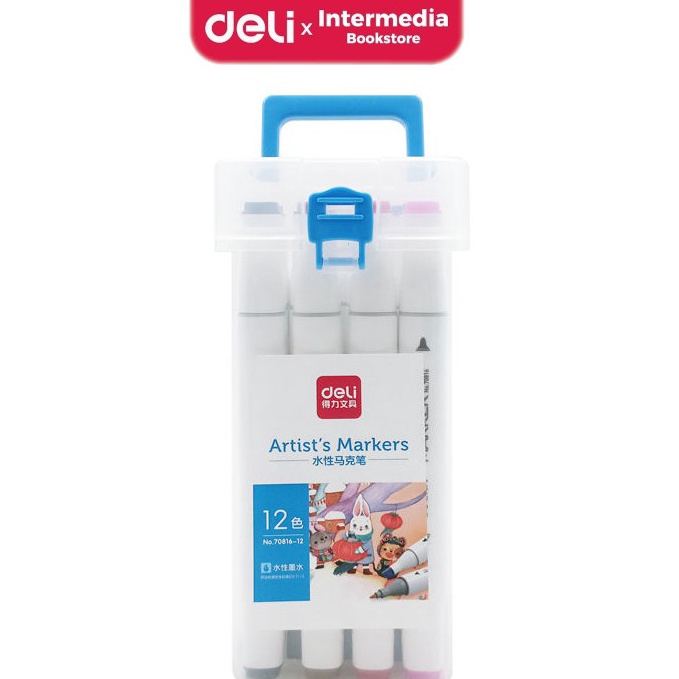 

ART U9S2 Deli 781612 Sketch Marker Waterbased Marker Spidol Sketsa Double Tip 12 warna