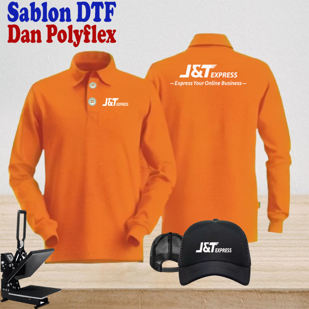 Bonus Topi Kaos Poloshirt Pria dan Wanita Dewasa JNT Express Baju Berkerah Lengan Panjang