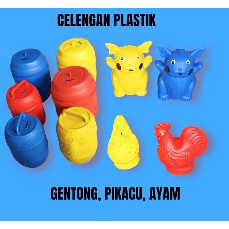 CELENGAN GENTONG PLASTIK TANGGUNG, JUMBO, AYAM, & PIKACU
