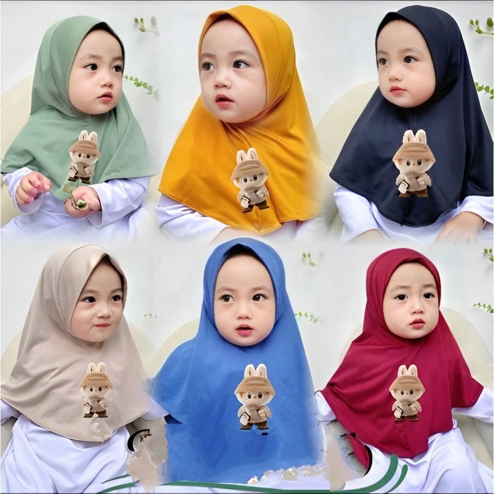 Hijab Anak Bayi 0 6 12 Bulan 1-2 Tahun HIJAB BAYI LABUBU Kerudung Bayi Hijab Bayi Jilbab Anak Bayi J