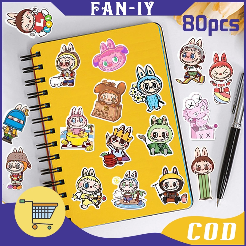 

80pc Labubu Sticker Stock Ready Pola Boneka Funny Lucu Popmart Sticker