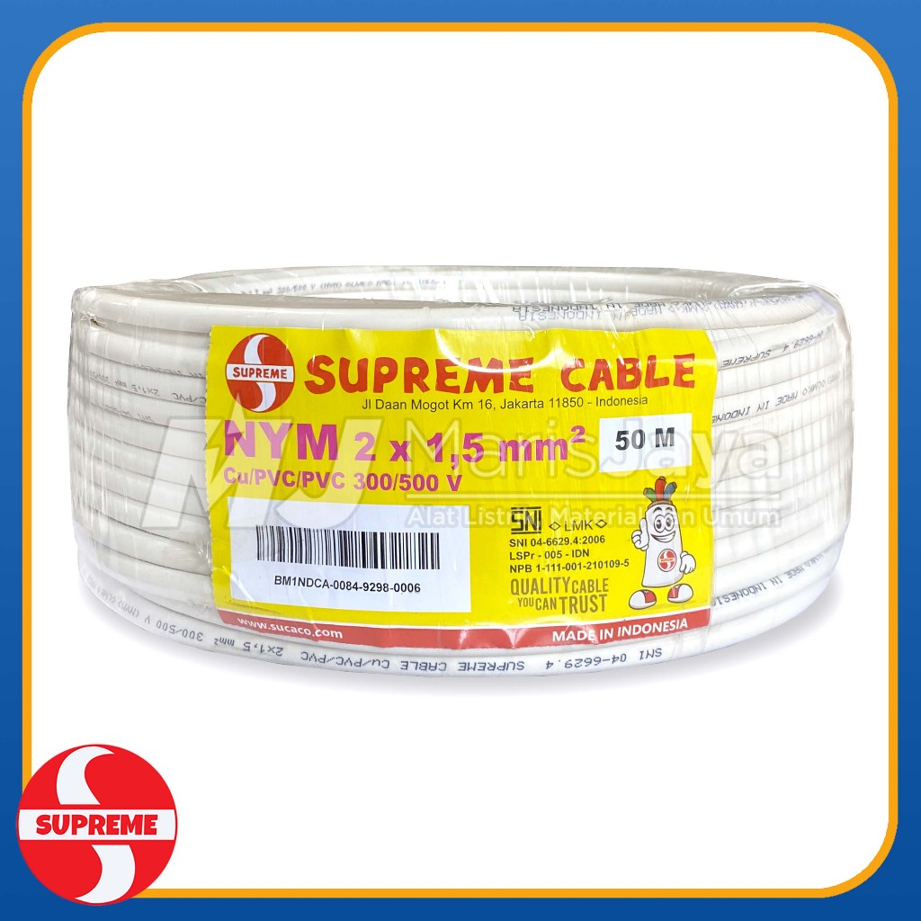 Kabel Tunggal SUPREME NYM 2x1,5 2x1.5 mm 50 meter (PER ROLL)