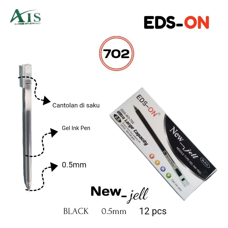 

1pak 12pcs ballpoin bolpen gel edson pulpen Eds-on