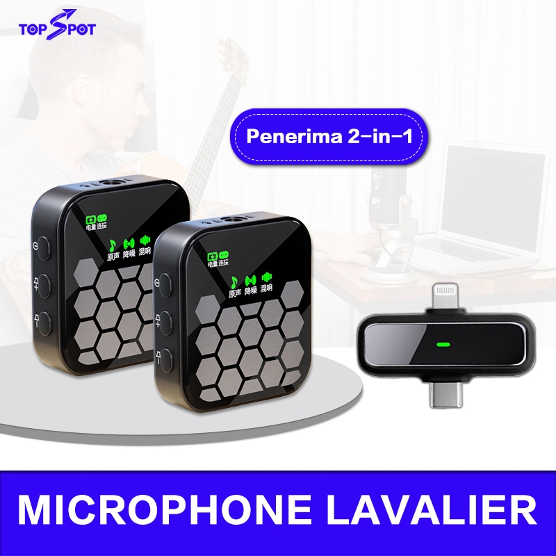 Topspot J33 Wireless Microphone 2-In-1 Clip On Mikrofon Clip On Lavalier Clip On Mic Wireless Mikrof