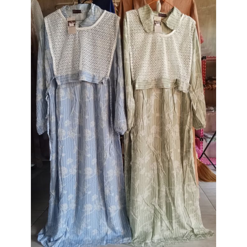 gamis rayon Kombi brukat lepas pasang