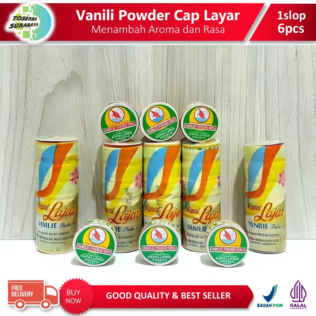 

Vanili Powder / Vanili Bubuk / Vanili Cepuk Cap Layar (1 slop isi 6pcs)