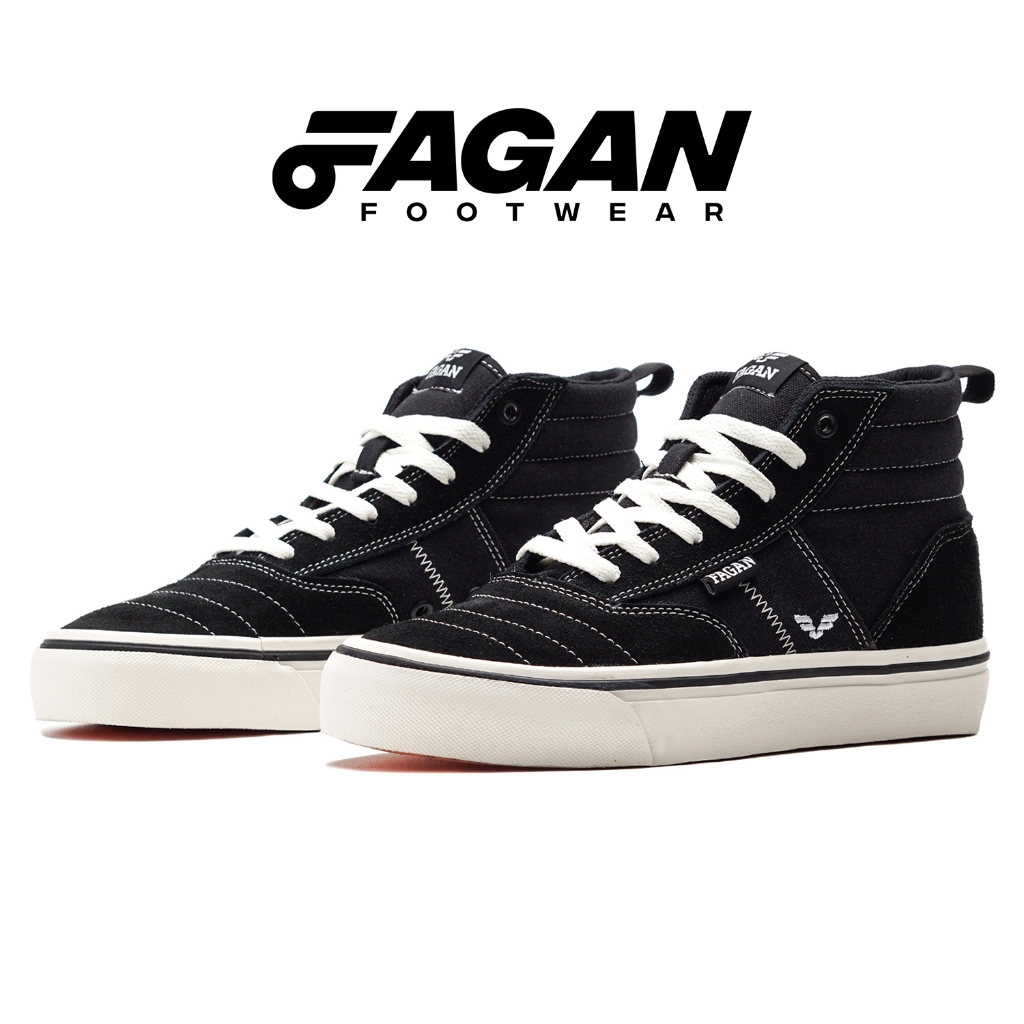 FAGAN Casima High Top Black White - Sepatu Sneakers Pria Vulcanized