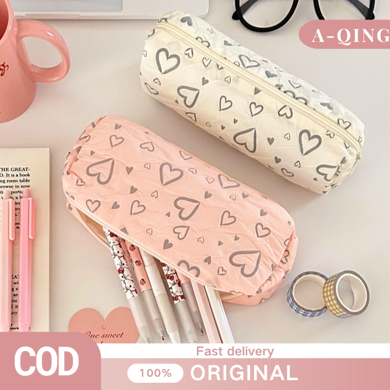 

Pencil Case Korean Style/Brush Pouch/Skincare Pouch/Kotak Pensil Motif Hati Lucu