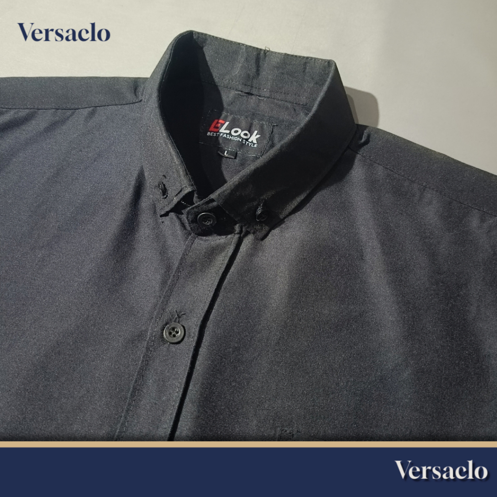 Baju Kemeja Pria Lengan Panjang Hitam Polos Katun Premium