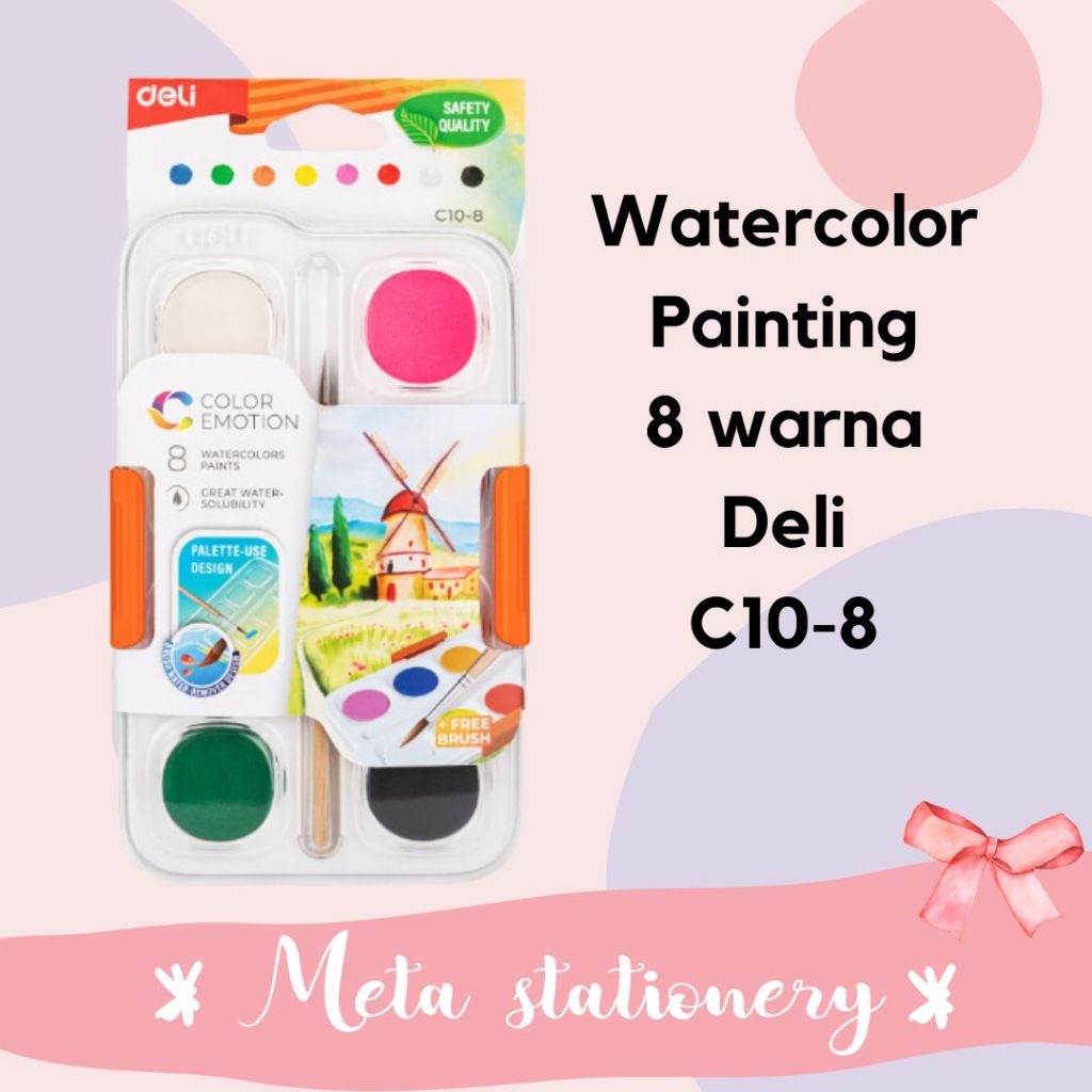 

Cat Air Padat / Watercolor Cake / Watercolor Painting Deli C10-8 Warna