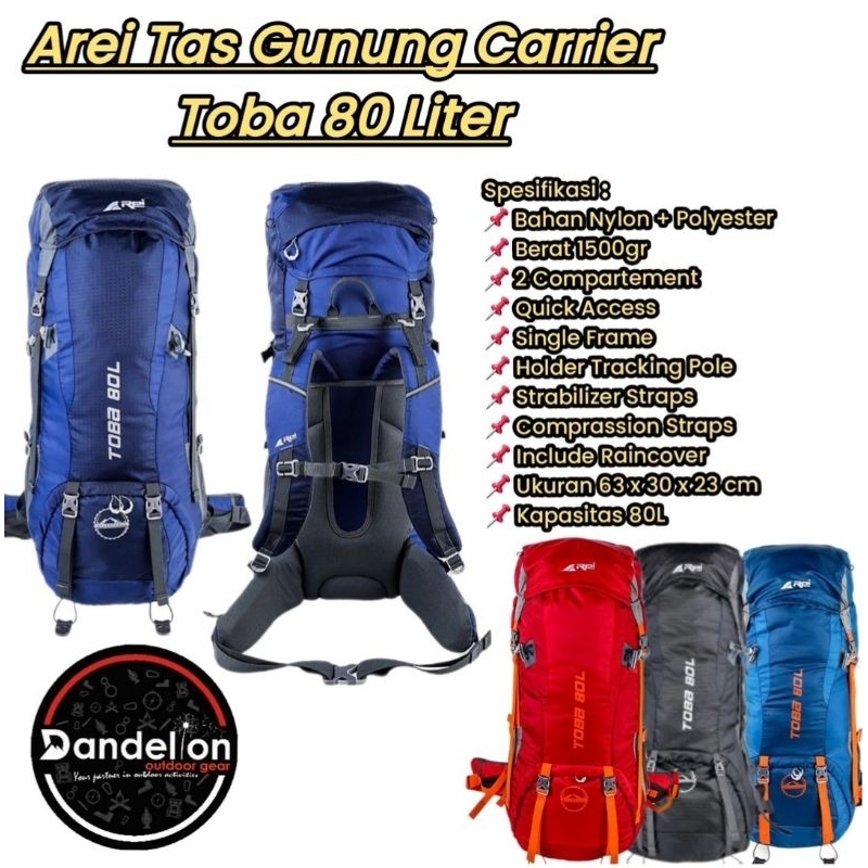 Arei Tas Gunung Carrier Toba 80 Liter
