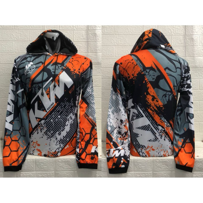 Kaos Jersey Kupluk Motorcross Trail Fullprinting lengan panjang
