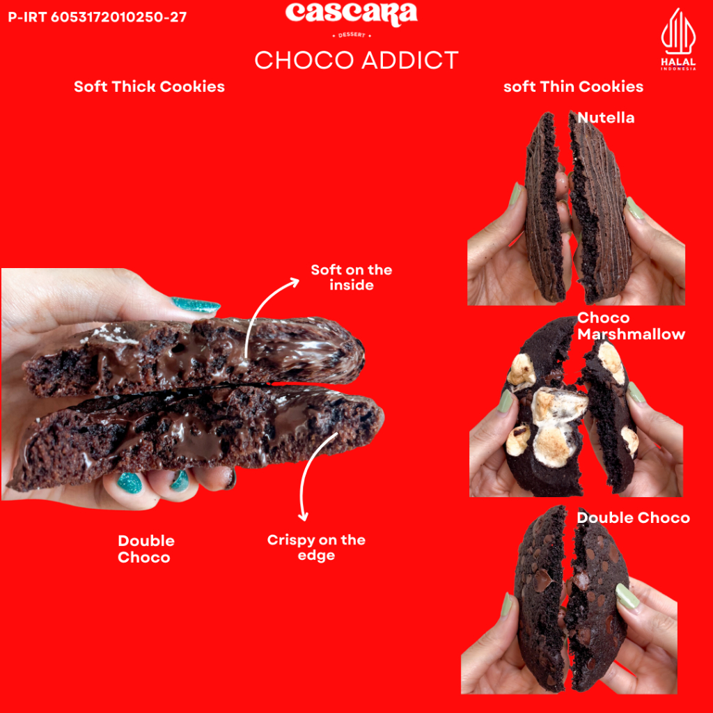 

Cascara Cookies - Soft Cookies Choco Addict Nutella Coklat Double Choco