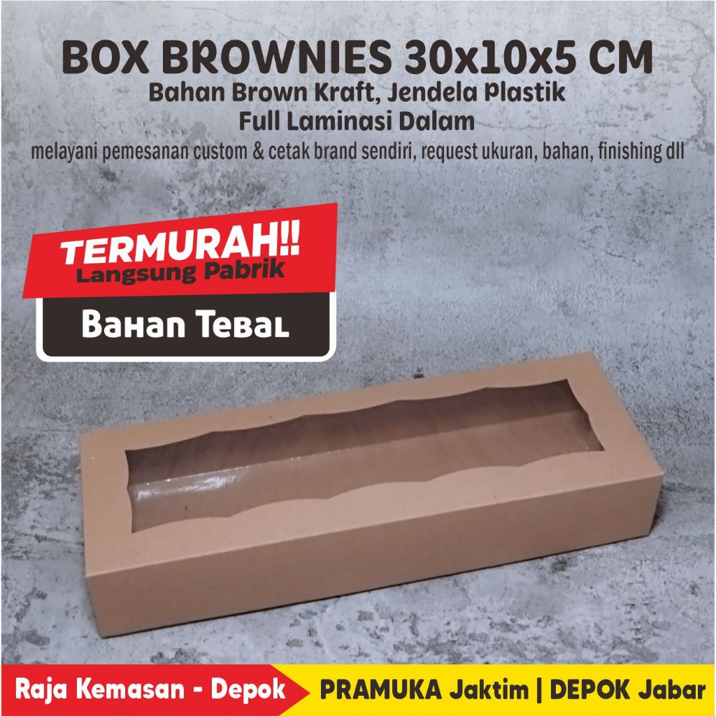 

Box Brownies Jendela 30x10x5 cm Kraft Polos Laminasi