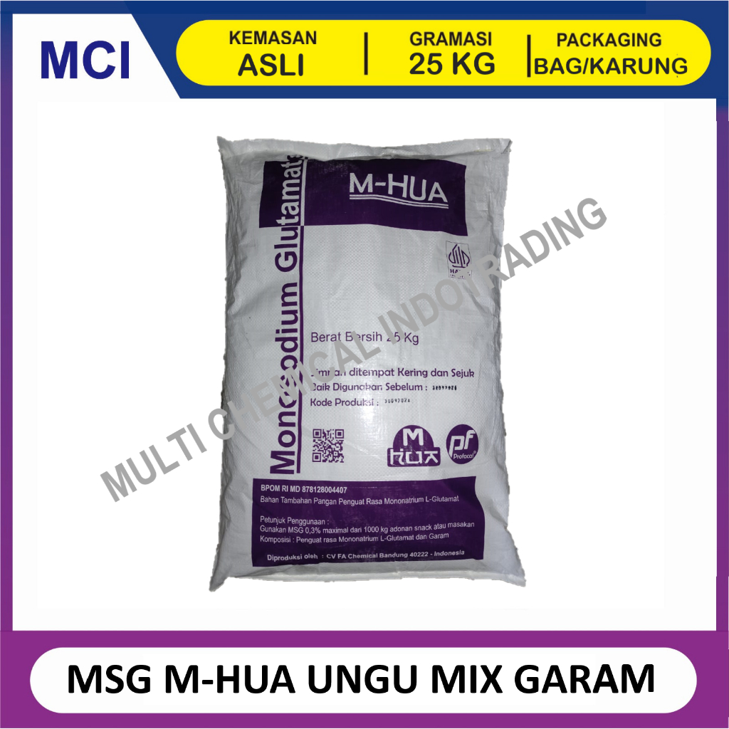 

(KHUSUS GOSEND/INSTANT) MSG M-HUA UNGU MIX GARAM - 1 BAG 25 KG / MONOSODIUM GLUTAMATE / PECIN MICIN