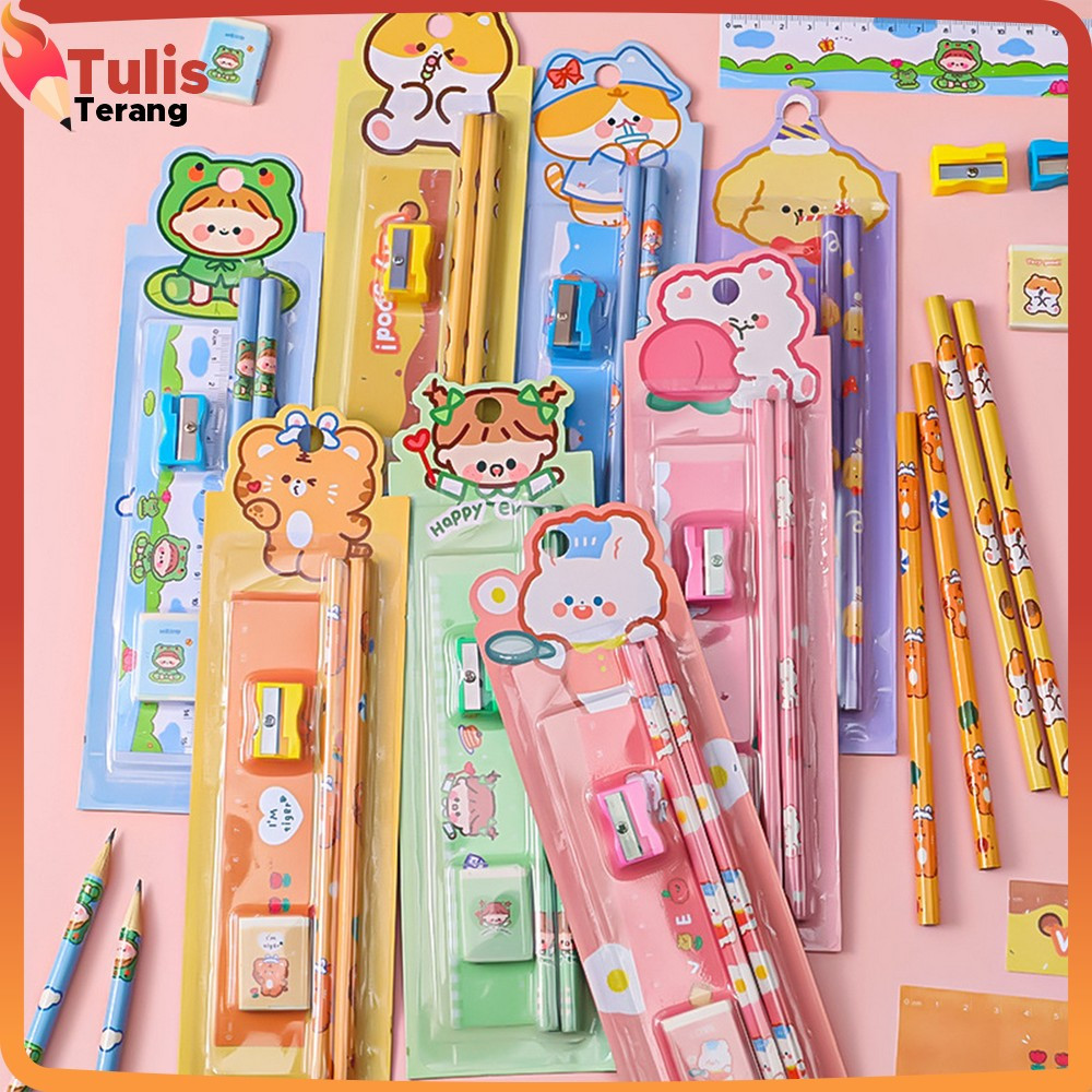 

Set Stationery Sekolah Pensil Set Anak Karakter Kartun Lucu / Alat Tulis Sekolah Anak Penghapus Penggaris Pencil Set Import Tulis Terang A71