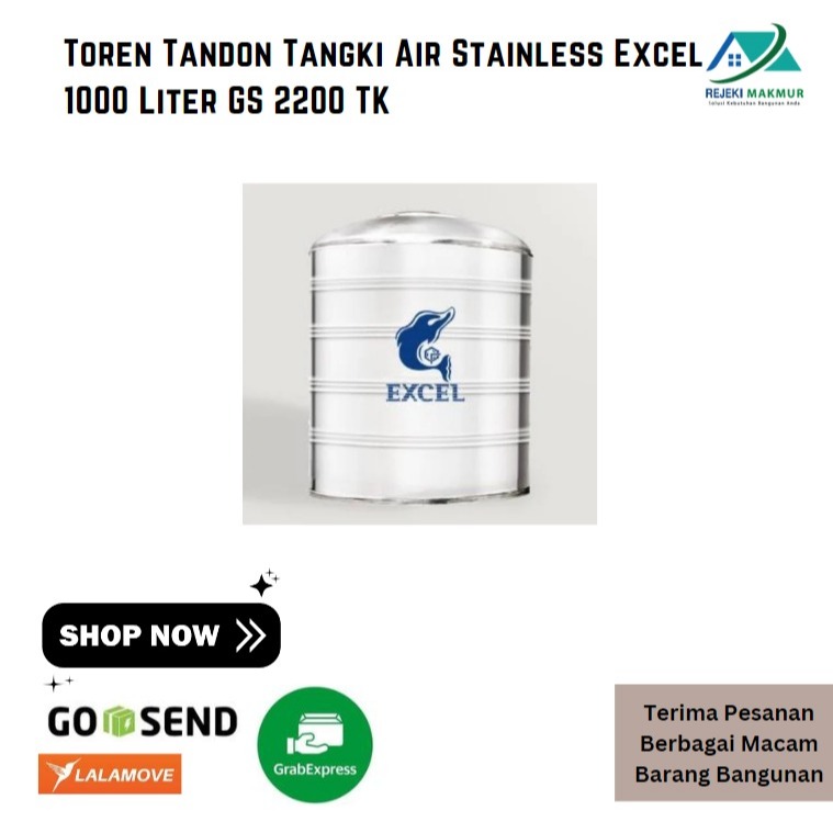 Toren Tandon Tangki Air Stainless Excel 1000 Liter GS 2200 TK