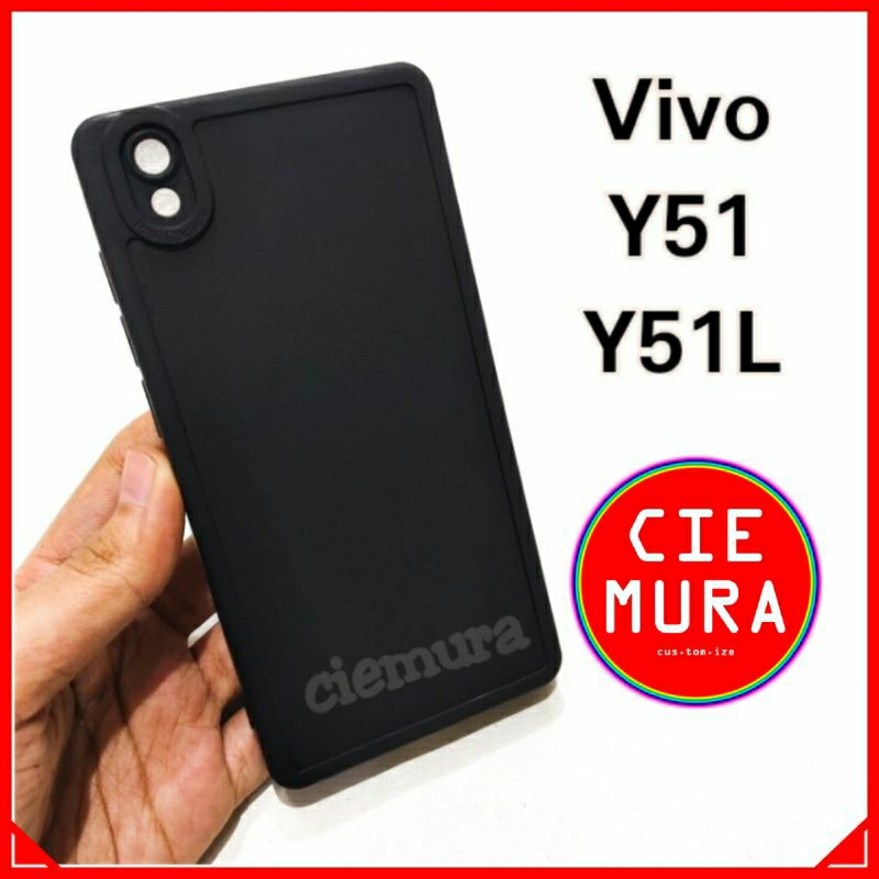 CIE Case Hitam Vivo Y51 aja / Y51L / Y51 2015 Black Matte Softcase Polos Lentur Slim Silikon HP Ciem