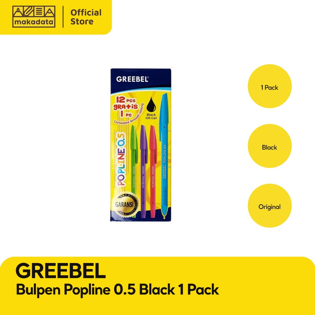 

BOLPEN / BALLPOINT / PULPEN GREEBEL POPLINE 0.5MM BLACK (1PACK) MURAH