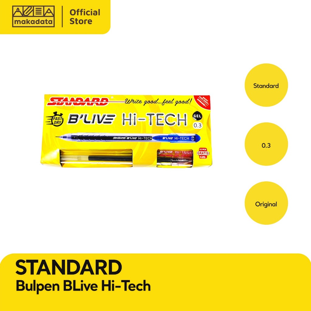 

BOLPEN / BALLPOINT / PULPEN STANDARD B-LIVE HI-TECH 0.3MM HITAM (1 PCS) MURAH