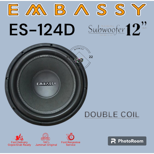 Subwoofer Embassy ES-124D voice coil 12 inch