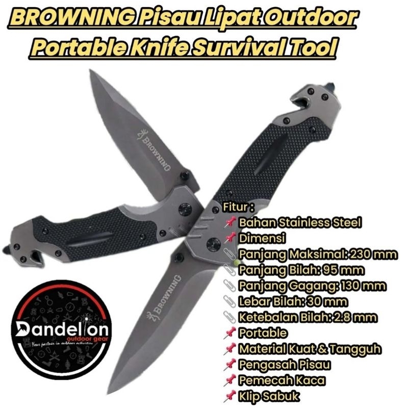 Browning Pisau Lipat Outdoor Portable Knife Survival Tool