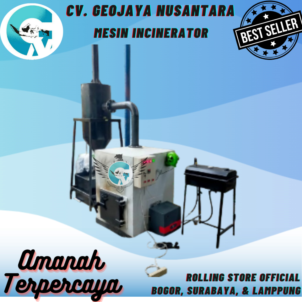 MESIN INCINERATOR 20KG/BATCH+SCRUBBER INSINERATOR PEMBAKAR SAMPAH LIMBAH INSENERASI MEDIS
