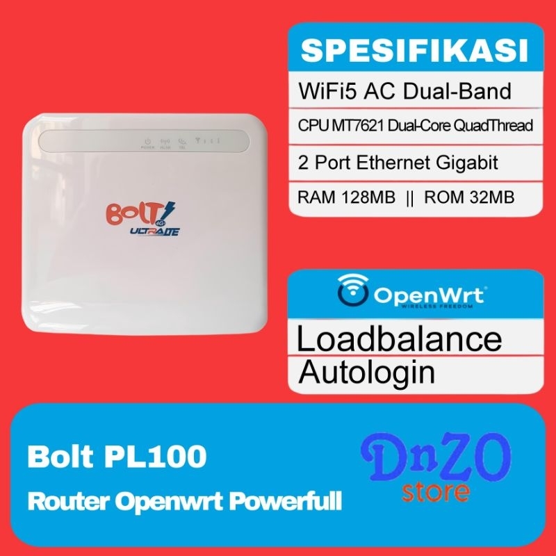 bolt pl100 openwrt . loadbalance autologin wms dual band wifi 2.4ghz 5.8ghz arion gigabit vlan ethmo