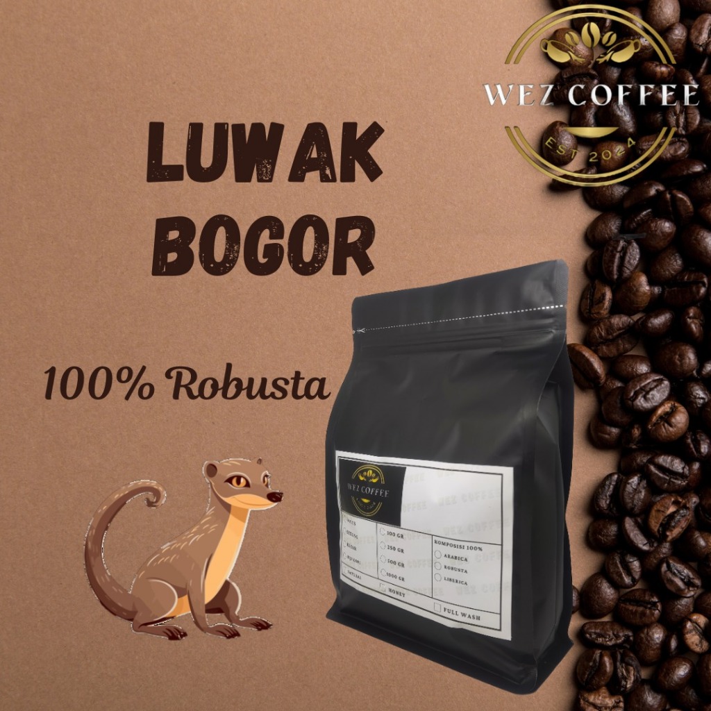 

Kopi Luwak Robusta Bogor Jawa Barat Robusta Coffee Beans 100gr - 250gr