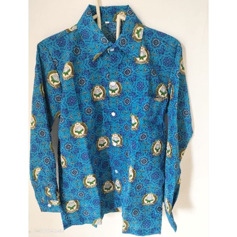 BATIK SEKOLAH MtsSMP IKHLAS BERAMAL BIRU MOTIF ALIFA
