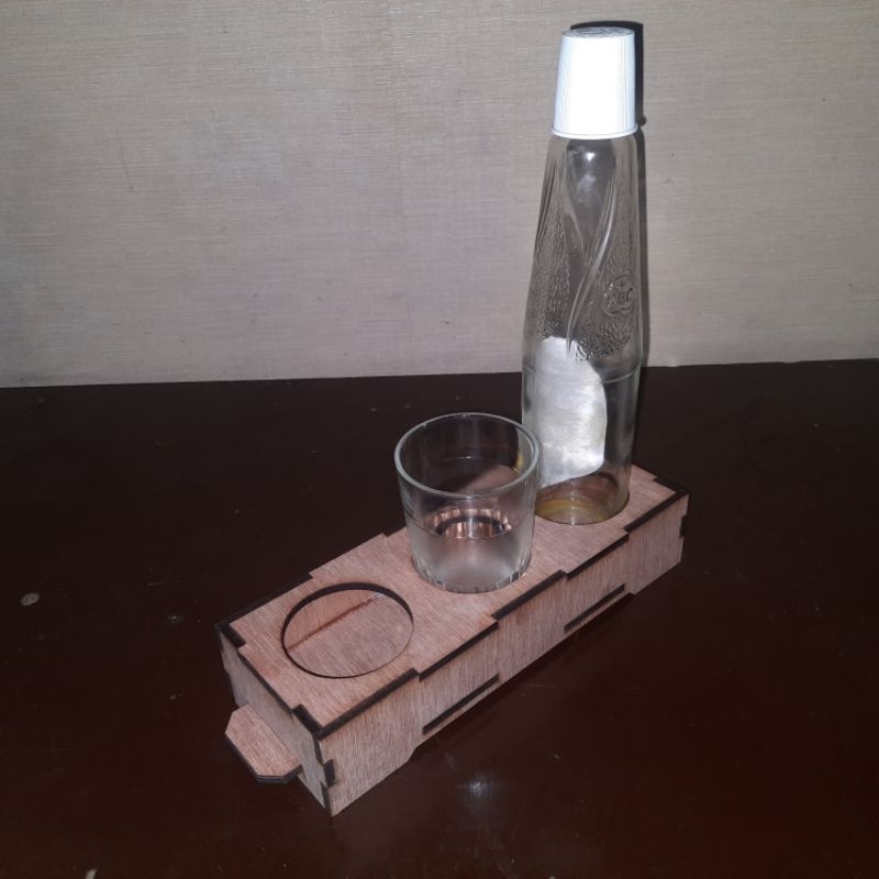 Nampan Gelas Botol Kopi Teh Susu 3 Lubang Hot Tray Coffee Sirup Tea Milk Triplek Lasercut