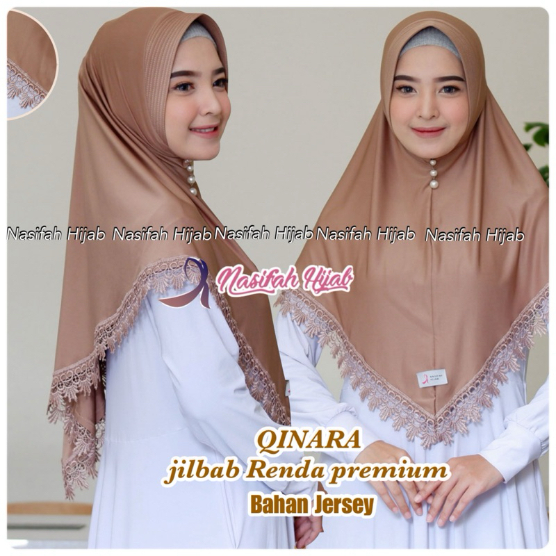 Nasifah Hijab2 - QINARA Bergo Renda Premium Hijab Instan Jersey Jilbab Standar Renda Warna Senada