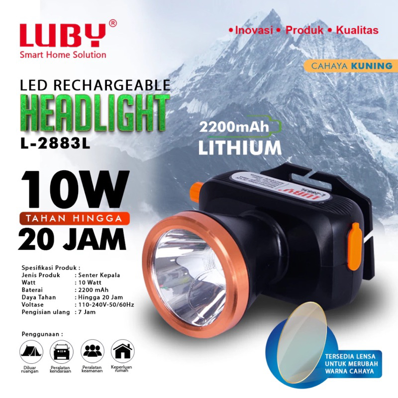 Senter Kepala 10 Watt Luby L-2883L Dimmer