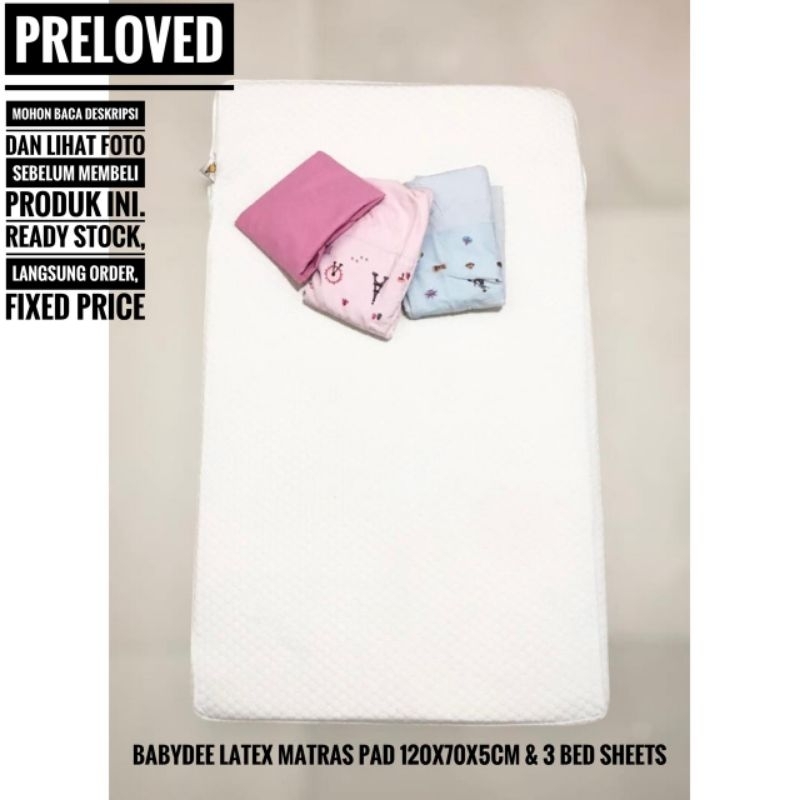 PRELOVED - ORIGINAL BABYBEE LATEX MATTRESS PAD 120X70X5CM INCLUDED 3 BED SHEETS - MATRAS KASUR TIDUR