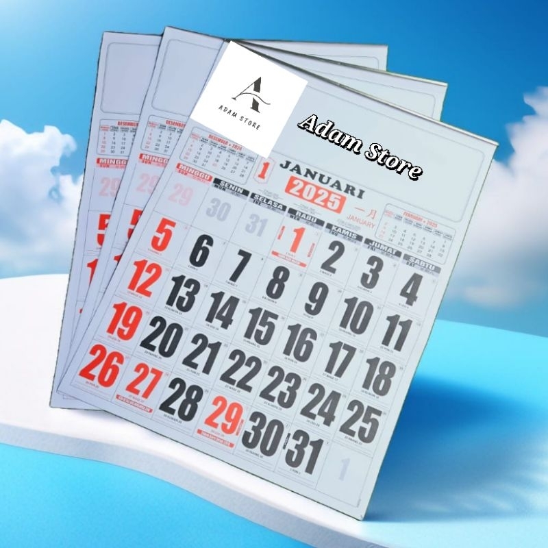 

kalender kerja BO jumbo tahun 2025 ukuran 50x64 cm 12 lembar x 1 bulanan (terima castume cetak merek)