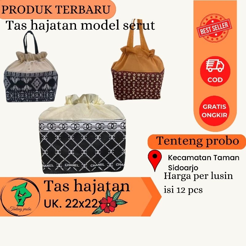 (1 Lusin isi 12pcs)TAS HAJATAN SERUT BATUK/LV/CHANEL 22x22x Tinggi 30 / GOODIE BAG HAJATAN / TAS HAJ
