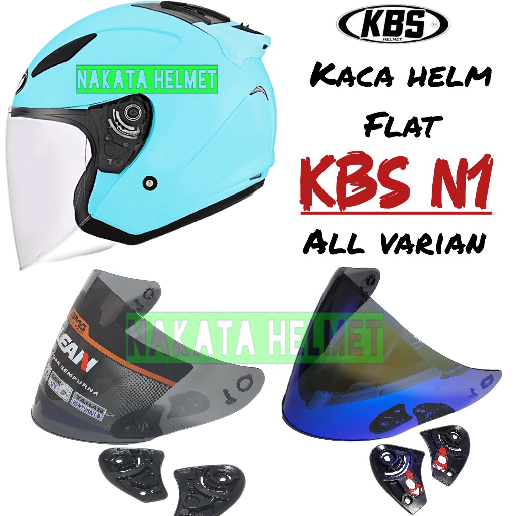 Kaca helm KBS N1 flat visor helmet kbs N 1 bening hitam red gold blue