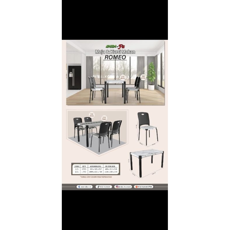 Meja & Kursi Makan Romeo Naiba