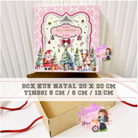 

Box Kue uk. 20 x 20 cm Tema Natal / Christmas Tema Seamless christmas PINK