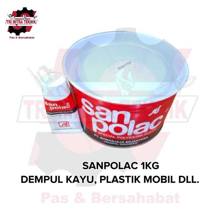 Dempul Cat Sanpolac Motor Mobil Fiber Kayu Plastik 1 Kaleng 1kg