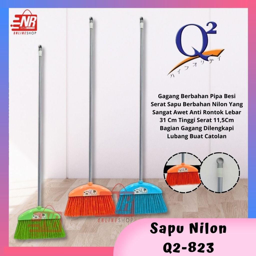 Sapu Lantai Nylon Q2-823 - Sapu Lantai Warna Warni Gagang Panjang - Sapu Nilon Anti Rontok - Floor B