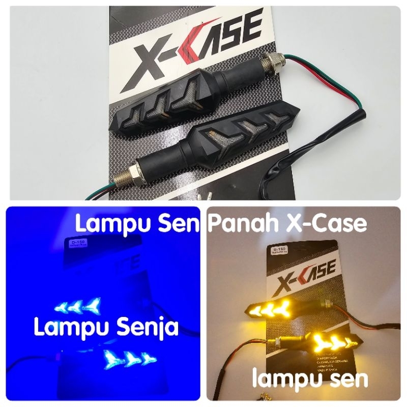 2 Biji Lampu Sen Motor X-Case Panah 2in1 Senja Biru Lampu Sen Kuning - Lampu Sen Motor Variasi Model
