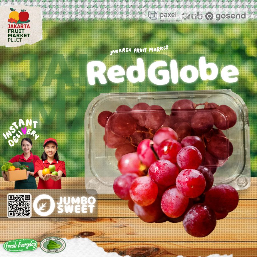 

ANGGUR RED GLOBE buah jumbo merah manis sweet fresh