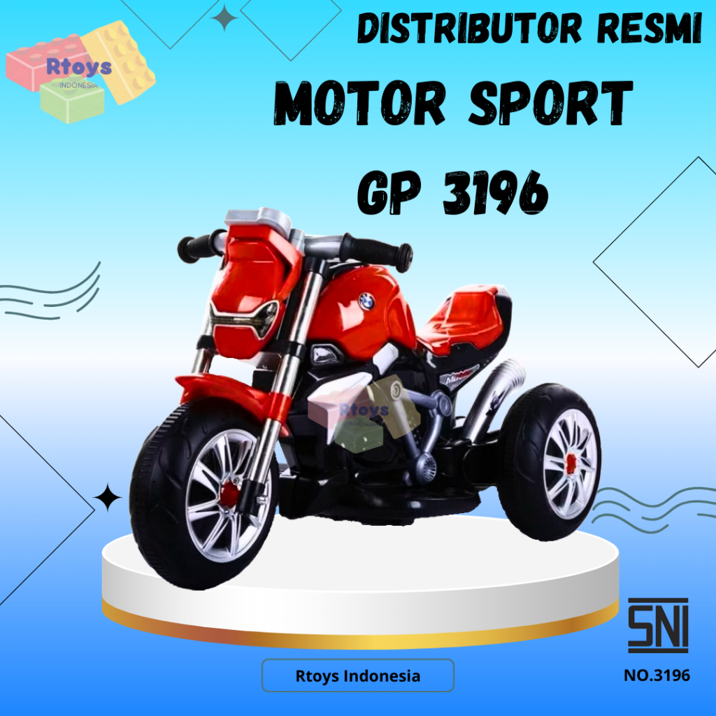 Mainan Anak Motor Aki Accu Motor Sport Roda 3 MOKIDZ 3196
