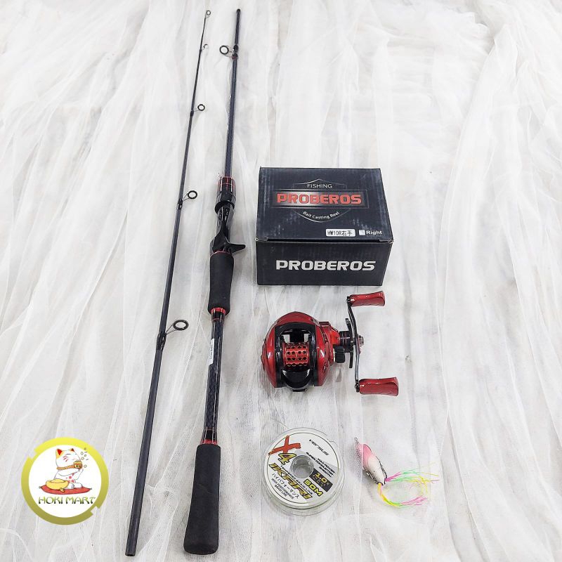 Joran set bait casting  + reel BC handle kanan FREE SF/PE / joran set bc murah