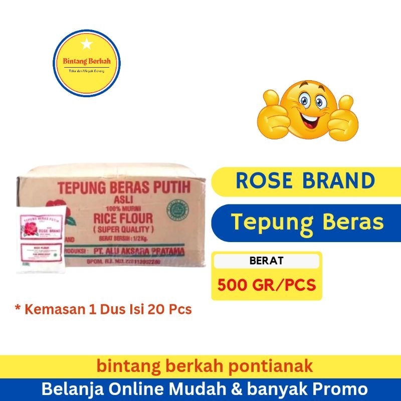 

Tepung Beras 500 gram Rose brand -Dus isi 20 bks