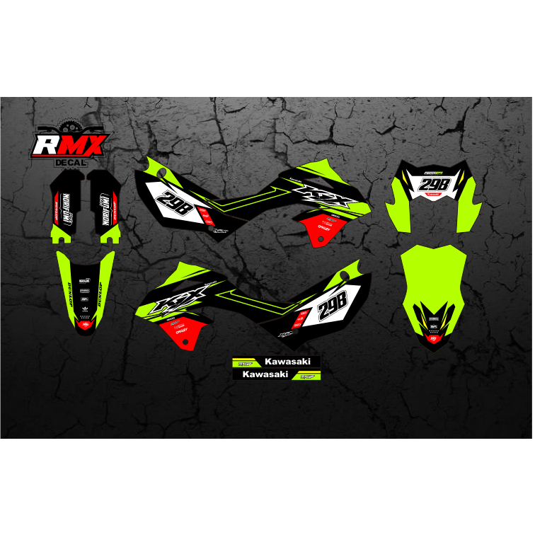 DECAL KLX 150 2023 FULLBODY (009) DEKAL STIKER KLX S SM SE 2024 2025 HITAM OREN, MERAH, KUNING, HIJA