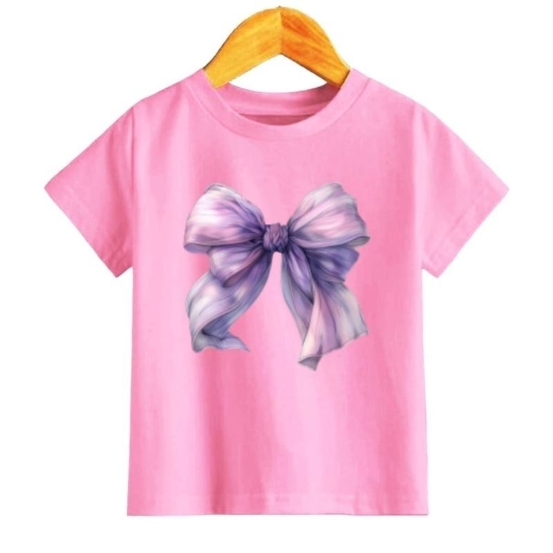 baju kaos anak anak cewek motif pita untuk umur 1-12 tahun